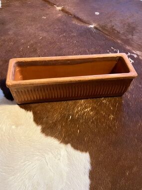 Terracotta Rectangular Planter - Ribbed Design, Rustic Orange, made in Italy